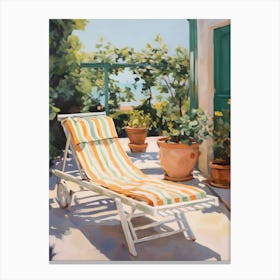 Sun Lounger By The Pool In Bari Italy Canvas Print