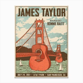 Vintage Tin Signs James Taylor With Bonnie Raitt Concert Poster Canvas Print