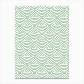 Japanese Seigaiha Wave Sage Green Canvas Print