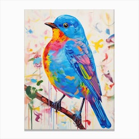 Colourful Bird Painting Eastern Bluebird 4 Canvas Print