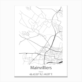 Mainvilliers,France Minimalist Map Canvas Print