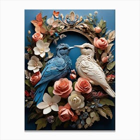 Birds In A Wreath 1 Canvas Print