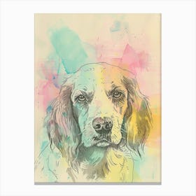 Pastel Springer Spaniel Dog Pastel Line Illustration  1 Canvas Print