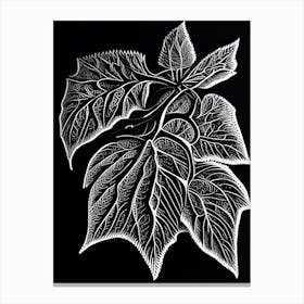 Strawberry Leaf Linocut 2 Canvas Print