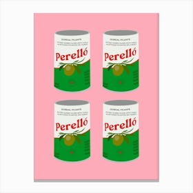 Perello Olives Pattern Pink Kitchen Canvas Print