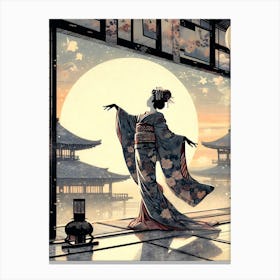 Japan Traditional Geisha Illustration By Ad 107 Canvas Print