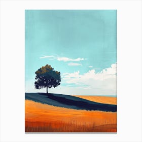 Lone Tree In The Field, Minimalism Canvas Print