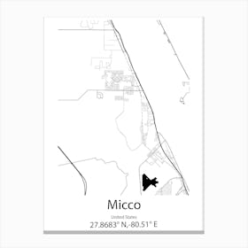 Micco,United States Minimalist Map Leinwandbilder