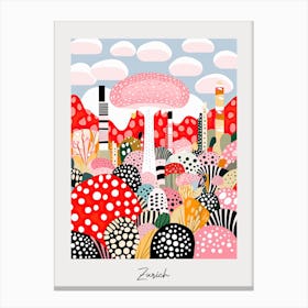 Poster Of Zurich, Illustration In The Style Of Pop Art 1 Canvas Print