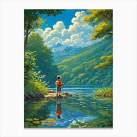 Fishing By The Lake Canvas Print