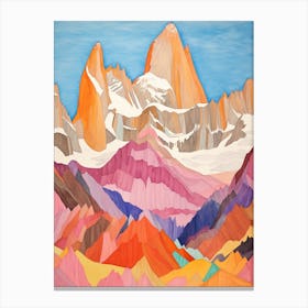 Cerro Torre Argentina And Chile Colourful Mountain Illustration Canvas Print