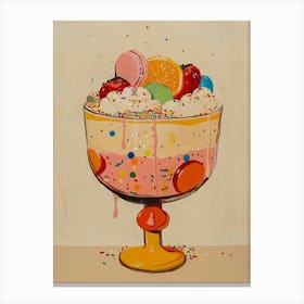 Trifle With Rainbow Sprinkles Beige Painting 3 Canvas Print