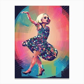 Woman Dancing Disco Ball Geometric 2 Canvas Print