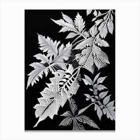 Rowan Leaf Linocut 1 Canvas Print