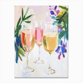 Three Glasses Of Сhampagne. Whimsical Christmas Acrylic Canvas Print