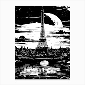 Paris City Black In White Canvas Print