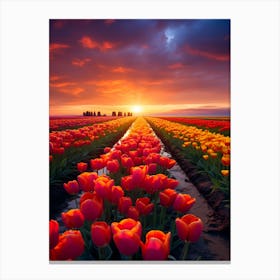 Sunset Over Tulips 1 Canvas Print