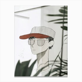 Drawing Of A Man With Sunglasses Canvas Print