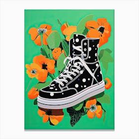 In Full Bloom: Floral Sneaker Elegance Canvas Print