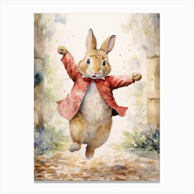 Bunny Dancing Rabbit Prints Watercolour 2 Canvas Print
