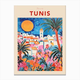Tunis Tunisia Fauvist Travel Poster Canvas Print