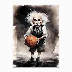 Albert Einstein Playing Basketball Abstract Painting (2) 1 Canvas Print