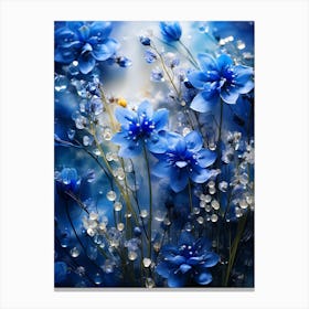 Blue Flowers Wallpaper Canvas Print