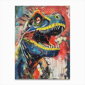 Paint Splash Dinosaur Eating Popcorn 6 Canvas Print