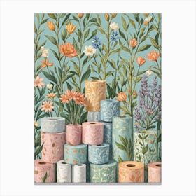 Floral Pastel Toilet Paper Rolls Canvas Print