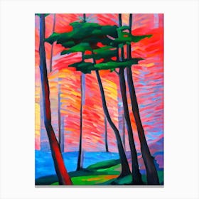 Red Pine Tree Cubist Canvas Print