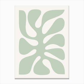Minimal Abstract Retro Monstera Pastel Sage Green 1/2 Canvas Print