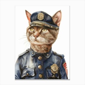 Police Officer Cat Canvas Print