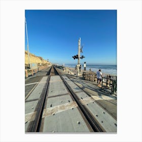 Train Tracks On The Beach Canvas Print