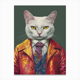 Gangster Cat Turkish Angora 2 Canvas Print