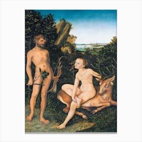 Apollo And Diana, Lucas Cranach Canvas Print