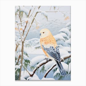 Winter Bird Painting Budgerigar 3 Canvas Print