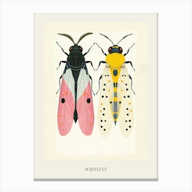 Colourful Insect Illustration Whitefly 11 Poster Canvas Print