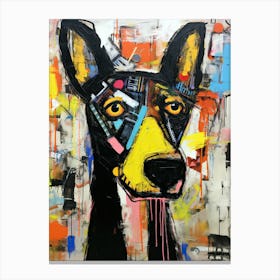 Urban Vibrations: Graffiti Dogs on Parade Canvas Print