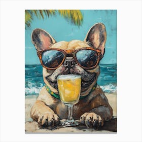 Whimsical Frenchies At The Bar 30 Canvas Print