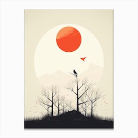 Birds And Trees Minimalist Canvas Print