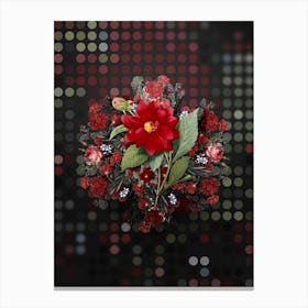 Vintage Double Dahlias Flower Wreath on Dot Bokeh Pattern n.0434 Canvas Print