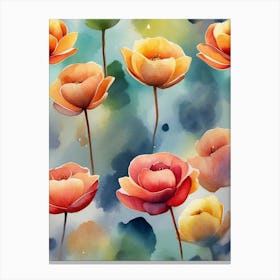 Watercolor Flower Pattern Canvas Print