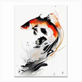 Shusui Koi Fish Minimal Line Drawing Canvas Print