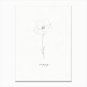 Poppy Line Drawing Canvas Print