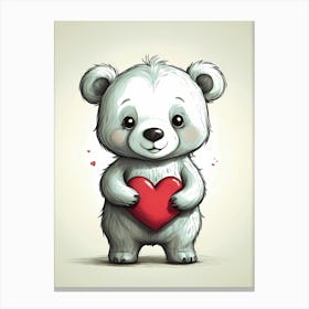 Heartfelt Bear Hug: A Valentine Teddy Bear With A Heart Canvas Print