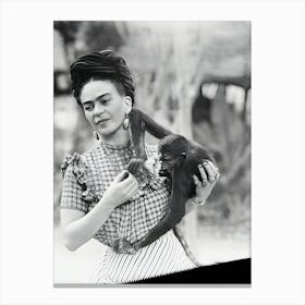 Frida Kahlo Holding Her Pet Monkey Canvas Print