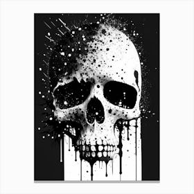 Skull With Splatter Effects 3 Linocut Canvas Print