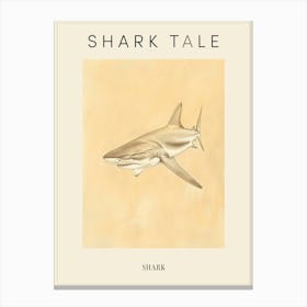 Vintage Shark Pencil Illustration Beige 5 Poster Canvas Print