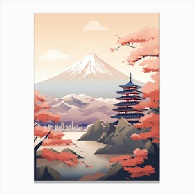 Mountains And Hot Springs Japanese Style Illustration 11 Canvas Print