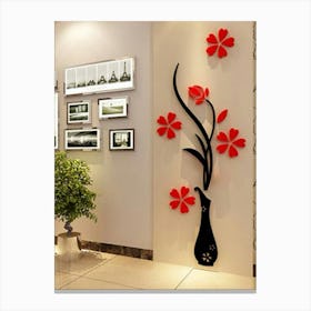 Red Flowers In A Vase Canvas Print